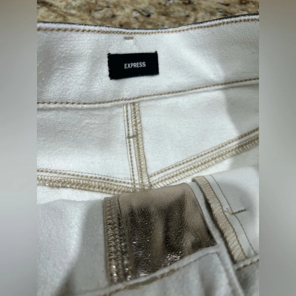 Express Metallic Gold Raw Hem Skirt 4